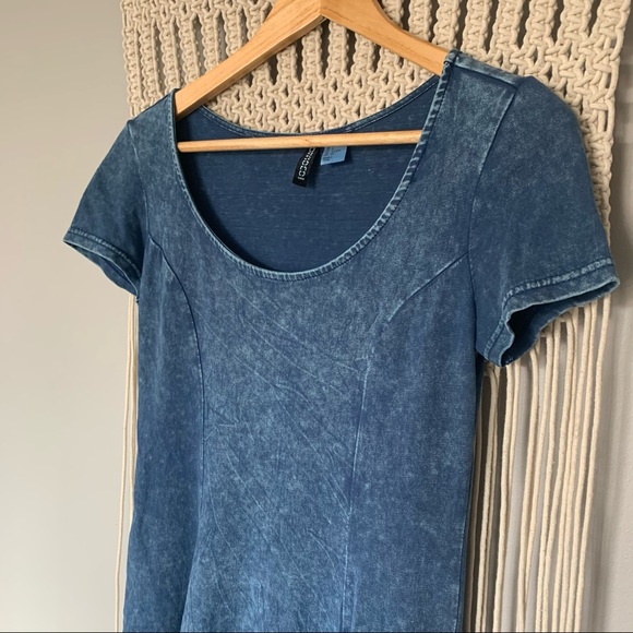 H&M Fit & Flare Faux Denim Mini Dress - Picture 11 of 14